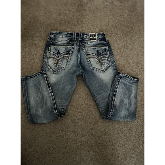Rock Revival Tilden Relaxed Straight 17 Men’s Denim Jeans Size 38. Distressed.